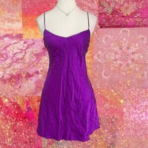Victorias Secret Purple 100% Silk Vintage 2000s Baby Doll Mini Slip dress Size L
